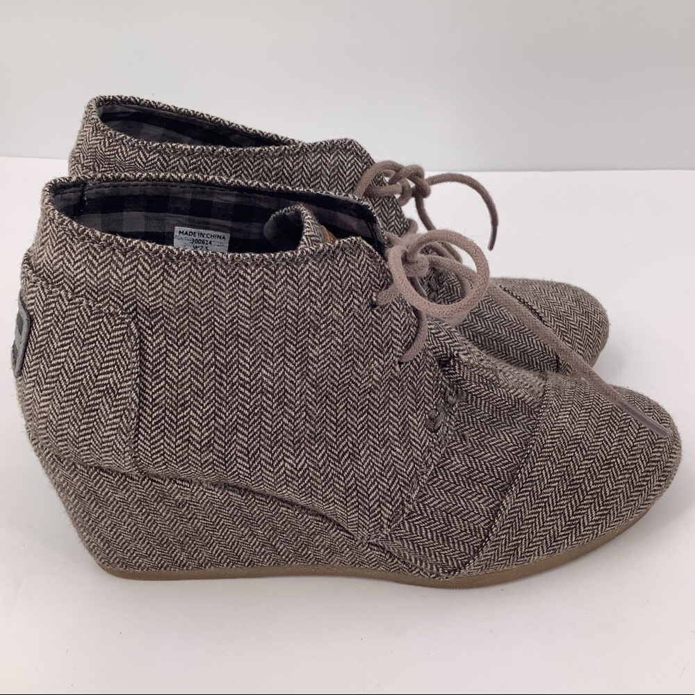 Toms Wedges Herringbone Print Shoes Sz 7.5